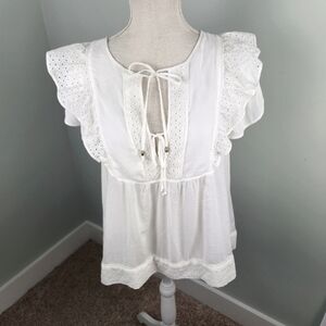 Dear John Women’s Noor White Lace Top Size Small